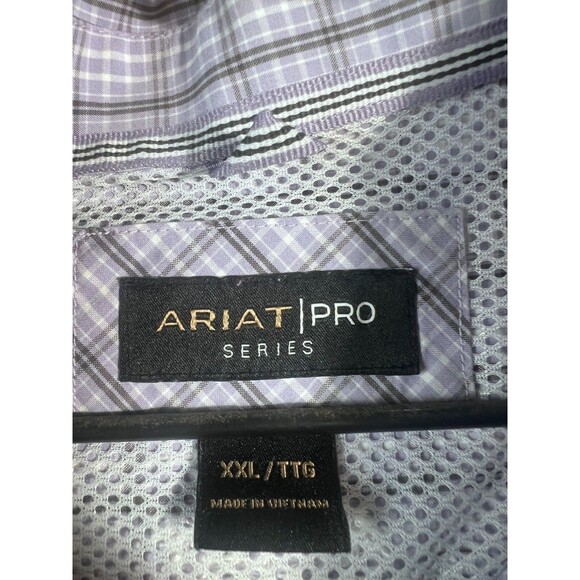 Ariat Mens Country Clement Button Down Shirt Size XXL LAVENDER Long Sleeves - Picture 6 of 9
